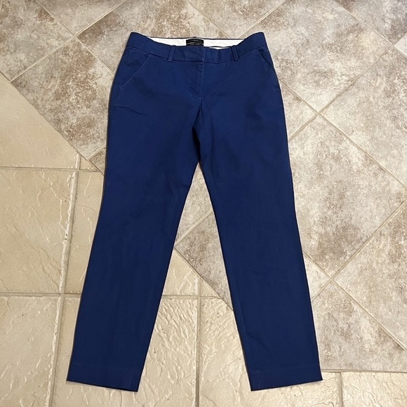 J. Crew Cafe Capri chino crop pants solid blue low rise size 0 stretchy - Picture 3 of 8